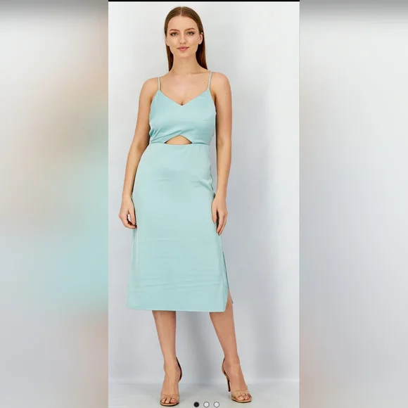 Sam Edelman  Cutout Satin Slip Dress in Mint Size 6 - Picture 3 of 4